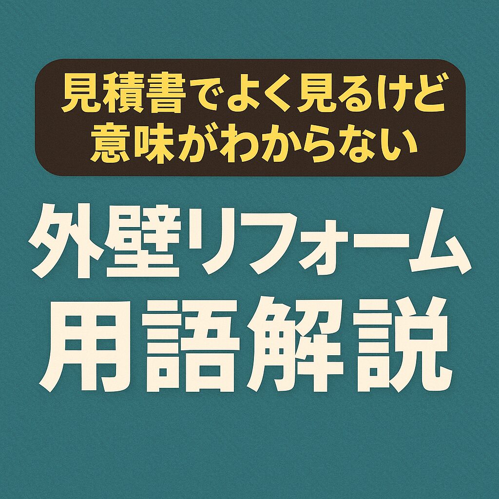 見積書でよく見るけど意味がわからない外壁リフォーム用語解説