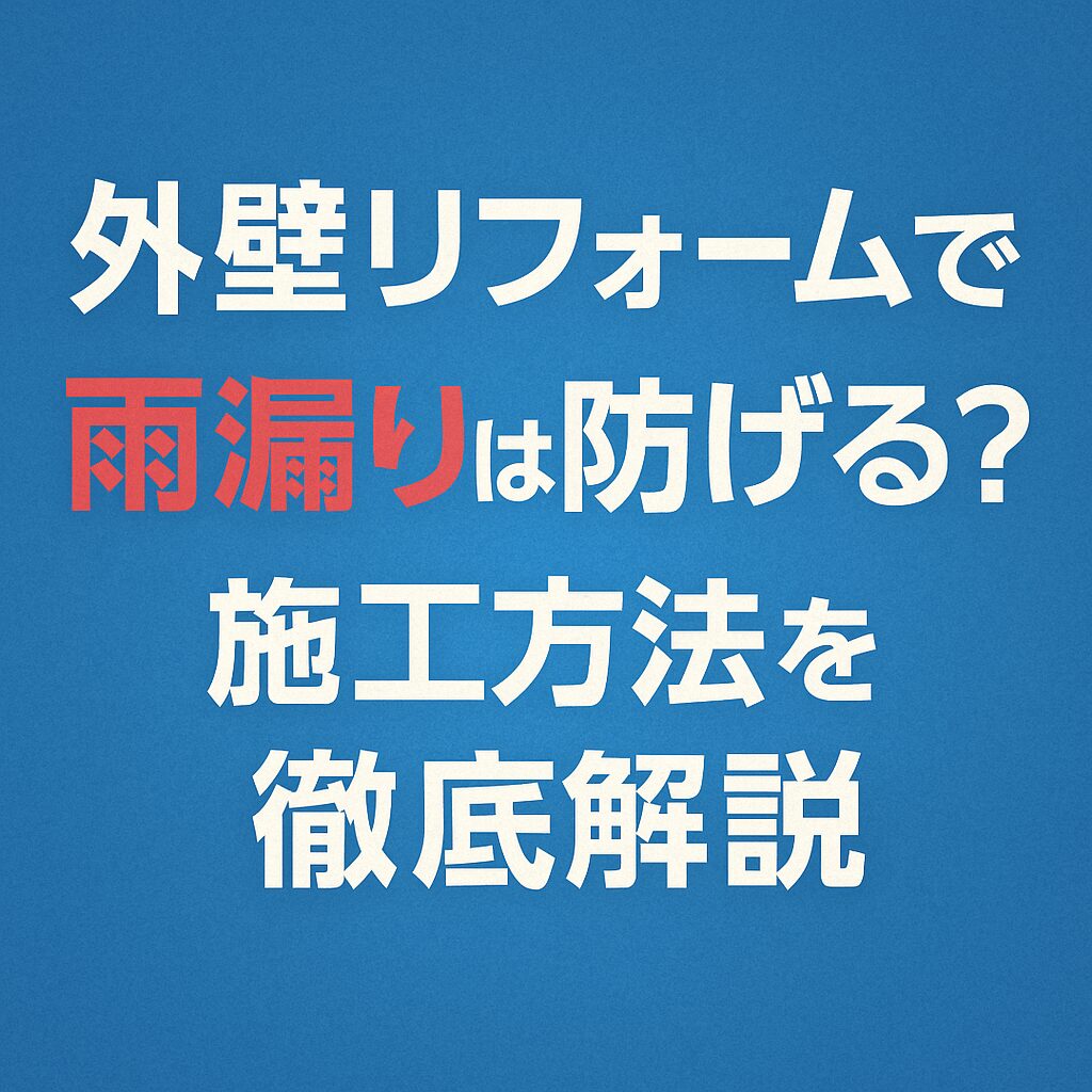 外壁リフォームで雨漏りは防げる？施工方法を徹底解説